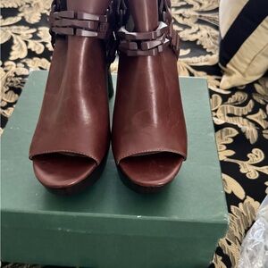 Donald J. Pliner Brown Peep-Toe Heeled Boots